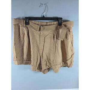 New Look Women's Casual Shorts Tan 2X Belted NEW Summer Lightweight
